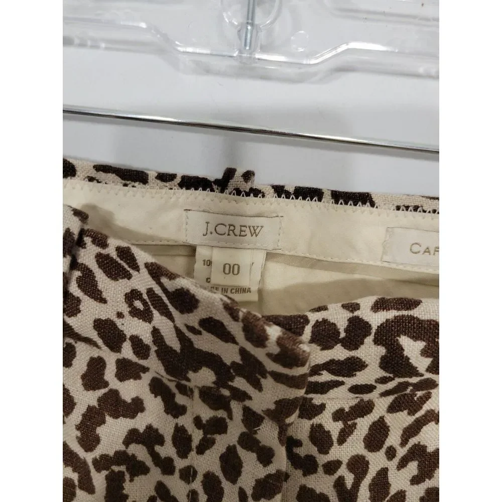 J Crew Women's Pants Size‎ 00 Leopard Print Capri